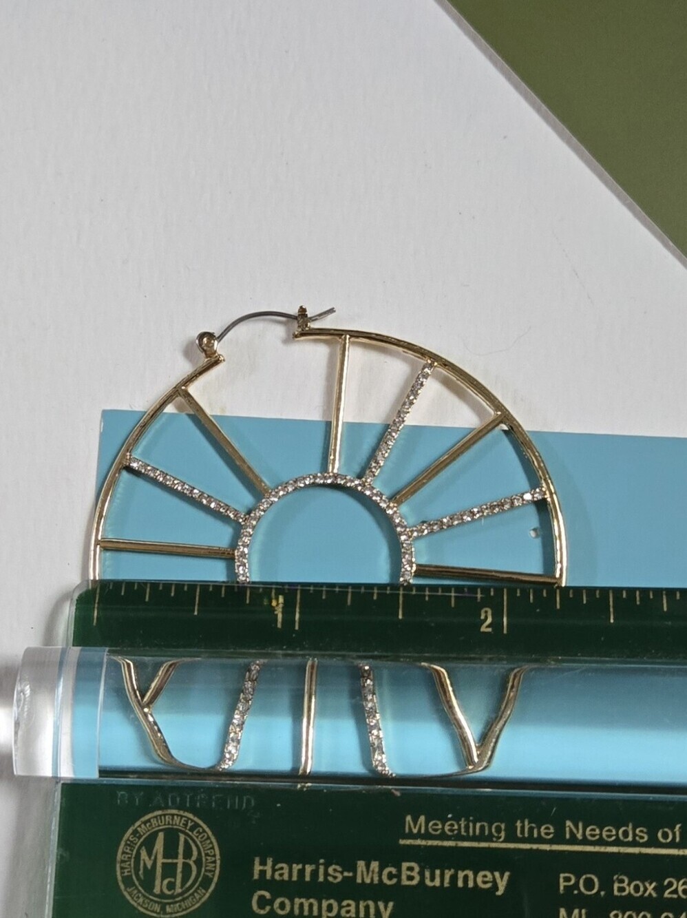 Fashion Jewelry Gold Hoop Sunburst Earrings with Crystal Accents - Picture 6 of 16